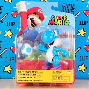 Jakks Pacific Super Mario Light Blue Yoshi with Egg 4" Nintendo Collectible